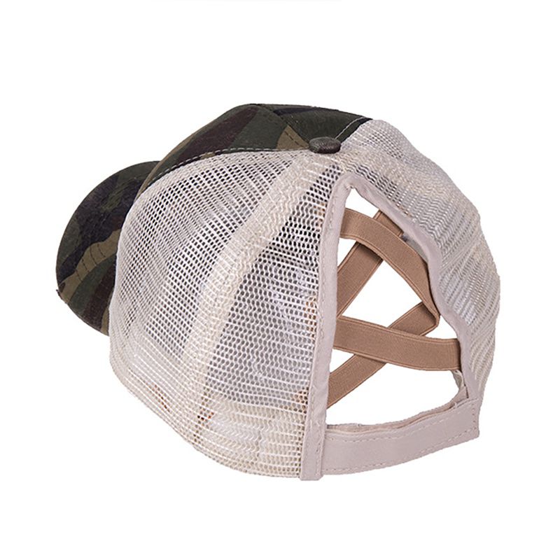 Regolabile Donne di Alta Bun Coda di Cavallo Da Tennis Protezione Del Cappello di Golf Lavato Coda di Cavallo Attraverso Berretto Da Baseball di Sport Esterno Sunhat Femminile Foro Cappello