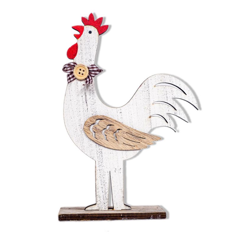 Wooden Rooster Hen Shape Chicken Easter Egg Crafts Decorative Ornament G32A: A