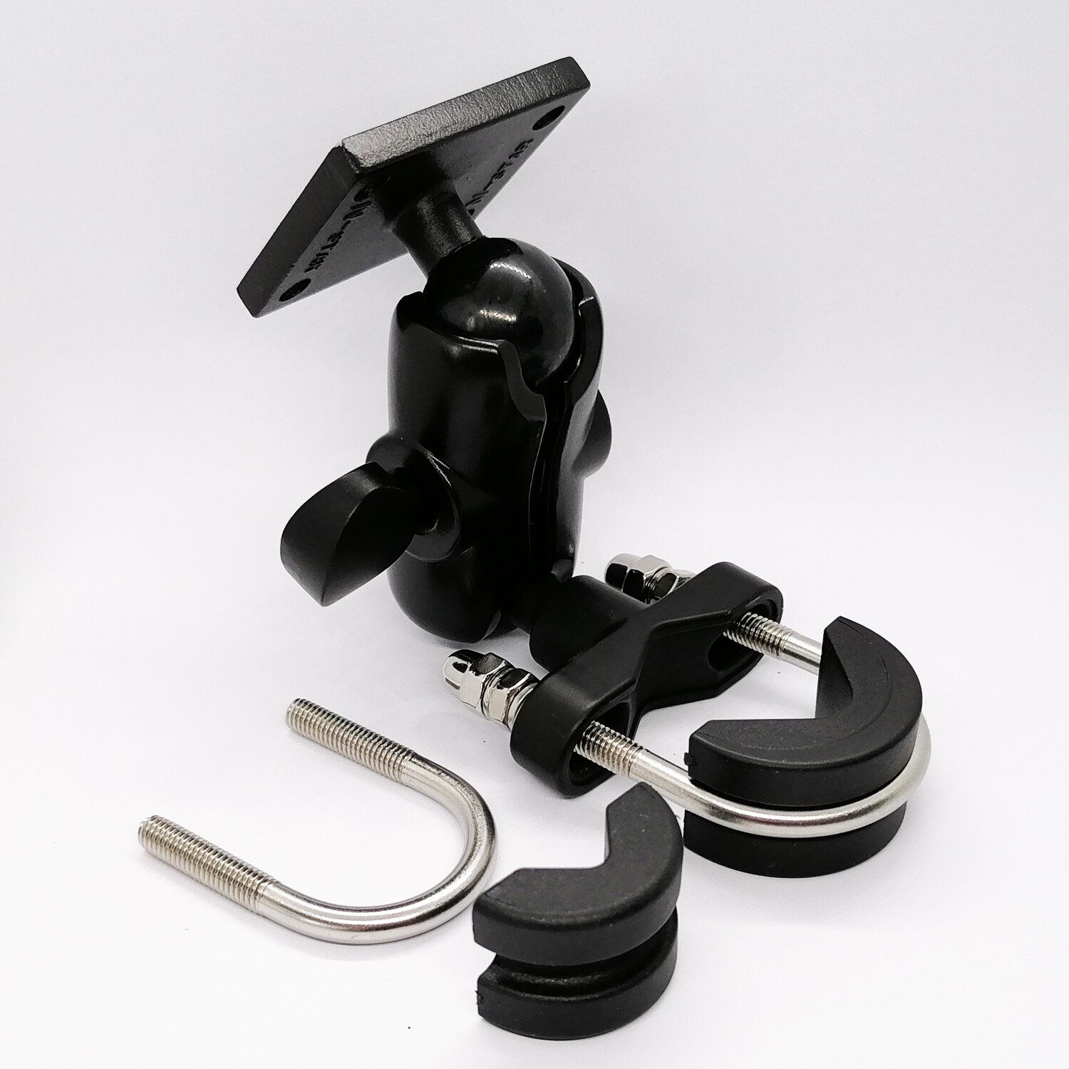 Heavy Duty Aluminum Alloy Motorcycle Handlebar Rail Mount for GPS with U Bolt Base 6 CM Double Socket Arm and AMPS Hole Pattern