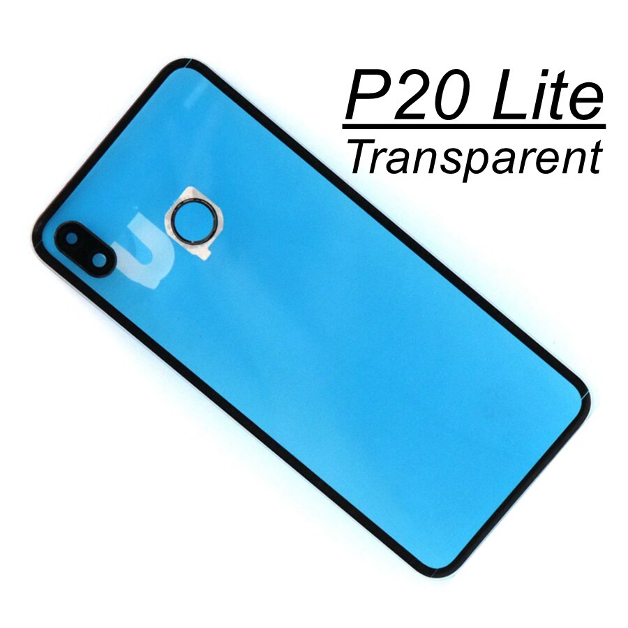 Back Glass Cover For Huawei P20 Pro Back Cover Battery Door Glass P20 Lite Rear Housing Panel Case With Camera Lens Replacement: P20 Lite-Transparent