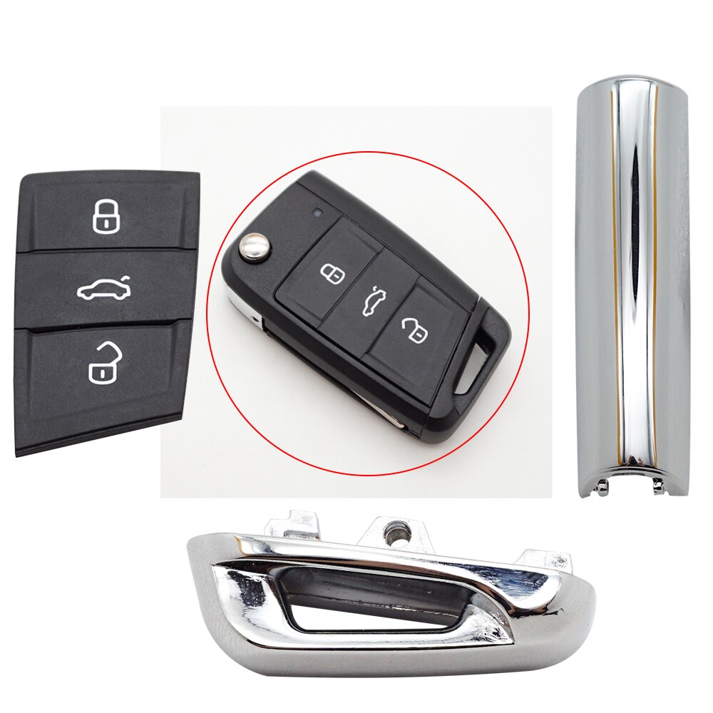 Cocolockey Shiny Metalen Deel Key Pad Voor Vw Gollf 7 MK7 Voor Skoda Octavia A7 Voor Seat Remote Keyless Auto metalen Deel Voor Golf Mk7