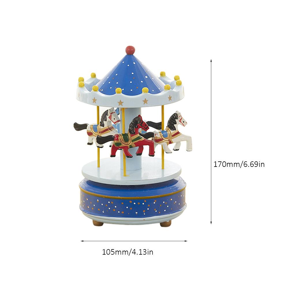 Merry-go-round Music Boxes Geometric Music Baby Room Decoration Unisex Wooden Christmas Horse Carousel Box Home Decor