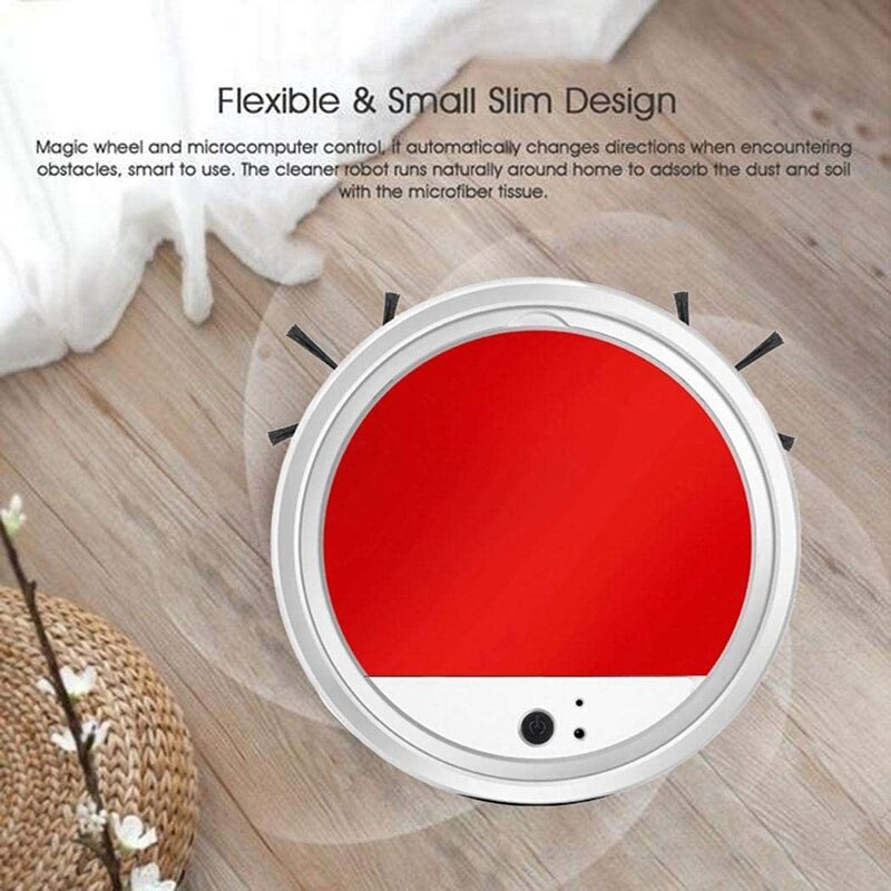 Slim ing Robot, ligent High Suction Robotic Vacuum Cleaner, for Household Pet Hair, Carpet,Red White