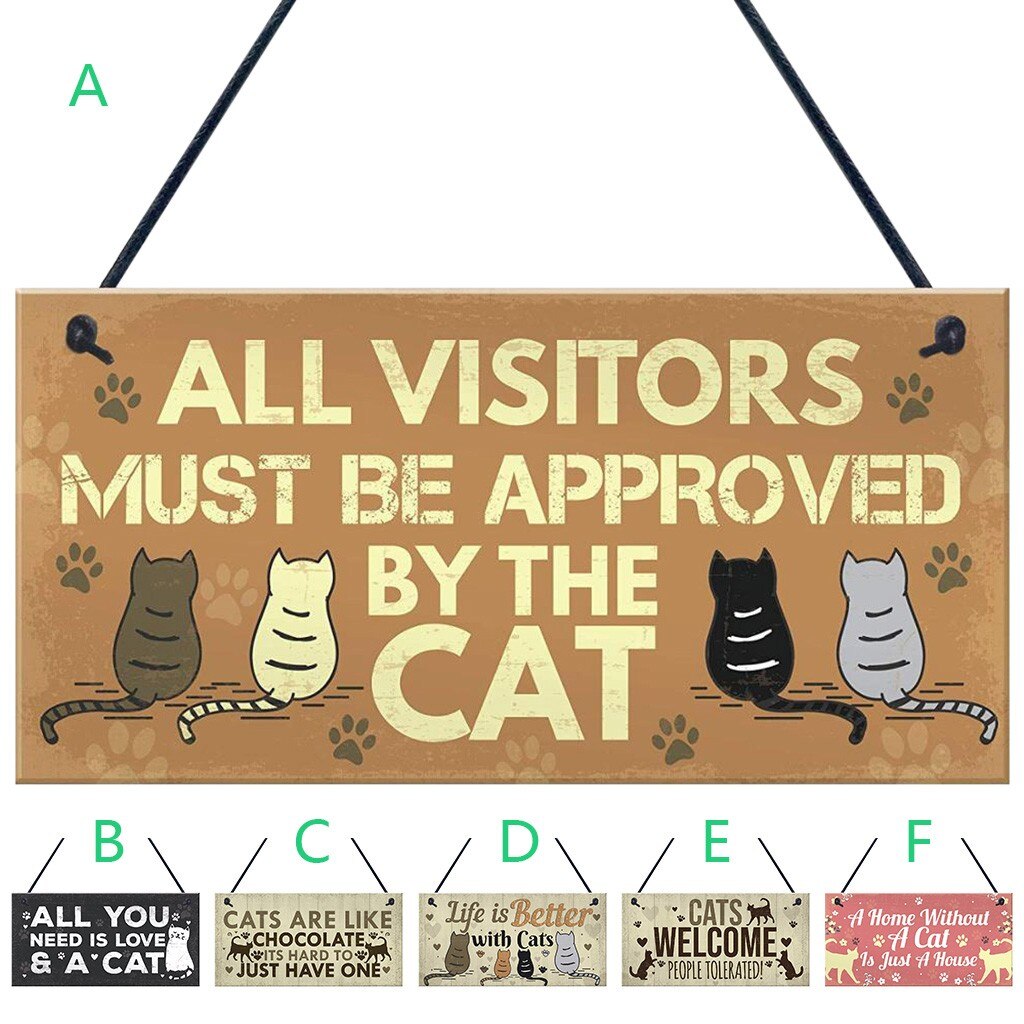 Wodden Opknoping Mooie Kat Plaques Borden Dier Teken Kat Huis Doorplate Plaques Rustieke Muur Decor Home Decoratie Deur Hangers