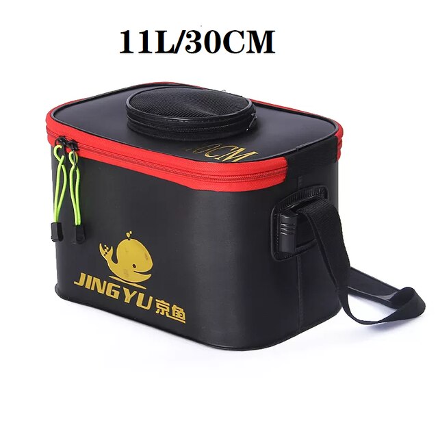 EVA Portable Fishing Bag Folding Thicken Live Fishing Box Tank Bucket Camping Fishing Tackle Fishbox Storage Bag fishing gear: 11L black
