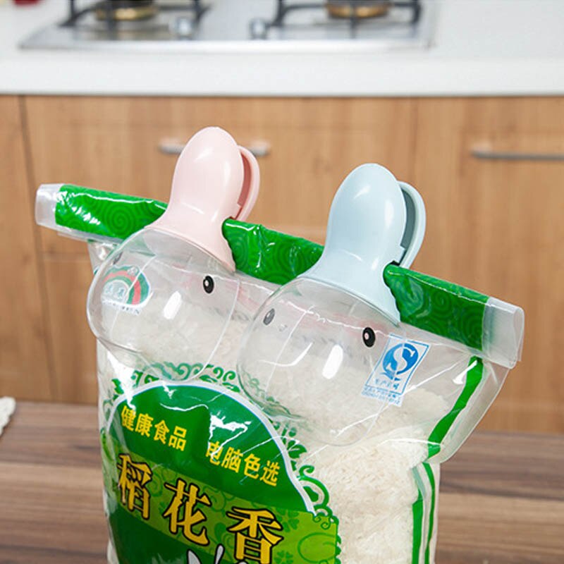 1 Pcs Eend Vorm Water Lepel Multifunctionele Rijst Maatbeker Rijst Schop Plastic Granen Rijst Zakken Afdichting Clip Keuken Gadgets