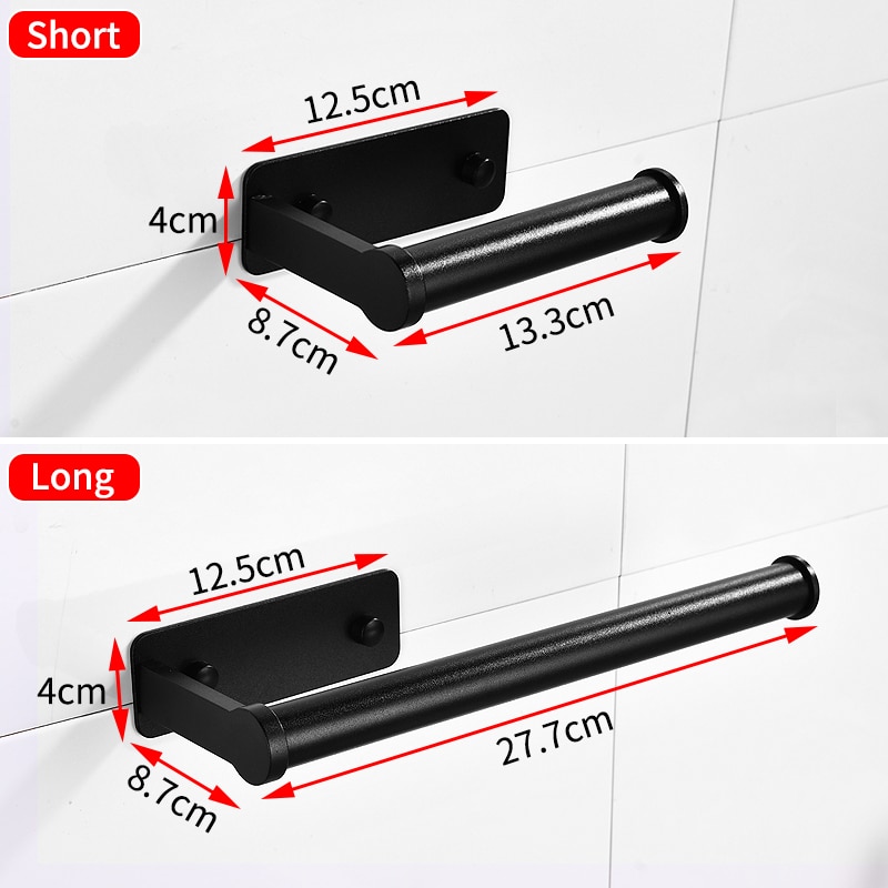 Toiletpapirholder sort aluminium badeværelse toiletrulle papirholder vakuum vægmonteret køkkenpapirholder serviet håndklædeholder