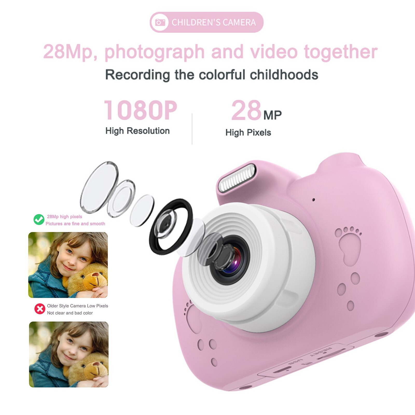 A5 3MP Kids Camera Touch Screen Digitale Camera 720P Kind Video Camcorder Oplaadbare Selfie Camera Wifi Foto Video Recorder