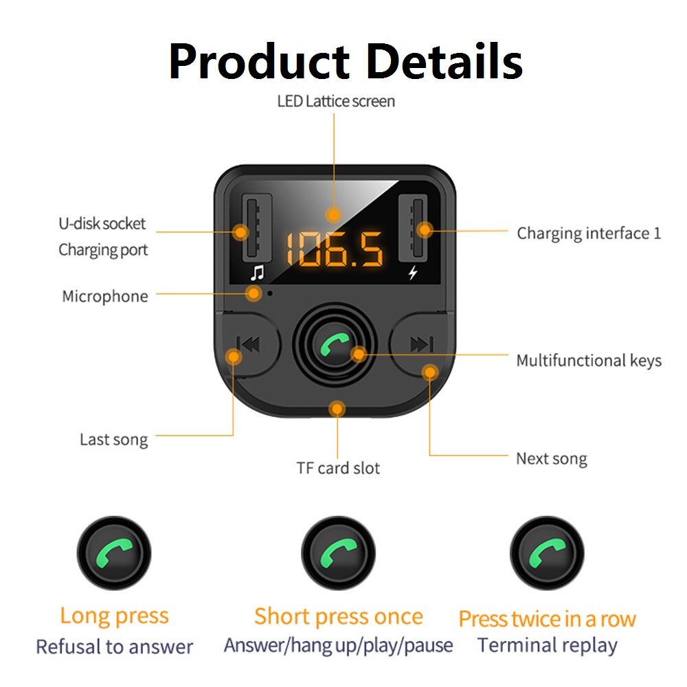 Auto Fm Sender Bluetooth 5,0 Auto Mp3 Modulator Spieler Adapter Für Nissan Qashqai Almera Juke Tiida X-Pfad Hinweis primera J11