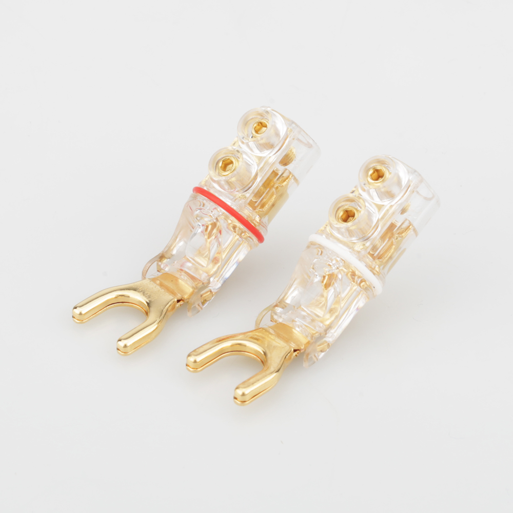 4pcs Gold/Rhodium plated WBT Style Hifi Audio Y Spade Connector Plug Terminal Plug For Loudspeaker Cable