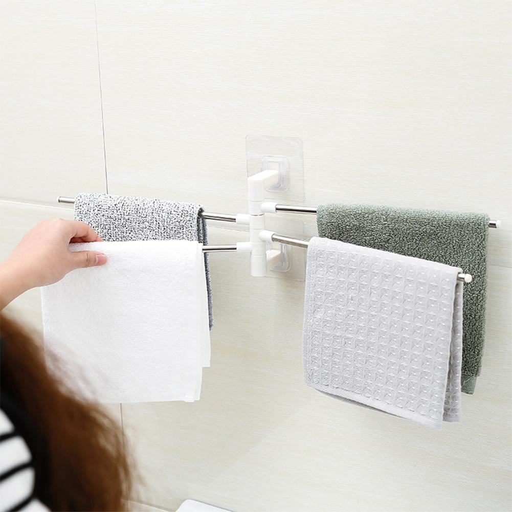 Anti-corrosión de acero giratorio de toalla Rack, carril giratorio de baño montado en la pared de toalla de baño 4 bares M6M2