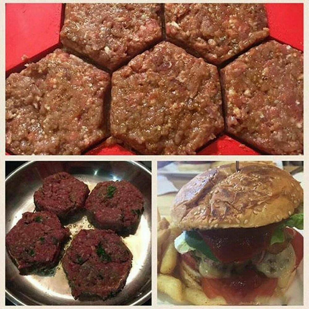 Silikon 5- hål 7- hål hamburgare kött nötköttsmaskin grill hamburgerbiff pressform diy bakning fyrkantig hamburgerform hamburgerbiffar