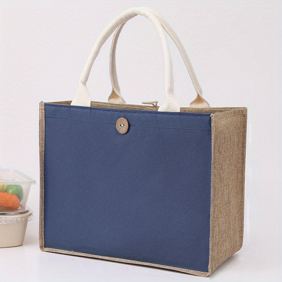 Jute Tas Bedekt Blanco Canvas Schilderij Jute Tas Draagtas Katoen En Hennep Tas Boodschappentas: M / Deep Blue