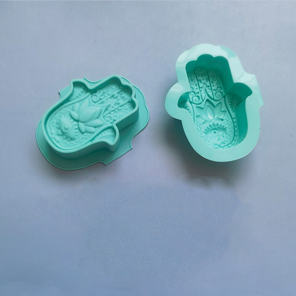 Moldes de silicona para jabón, molde hecho a mano para jabones de baño en forma de palma, suministros de cera, molde para hacer velas, 2/4 Uds.: Caqui oscuro