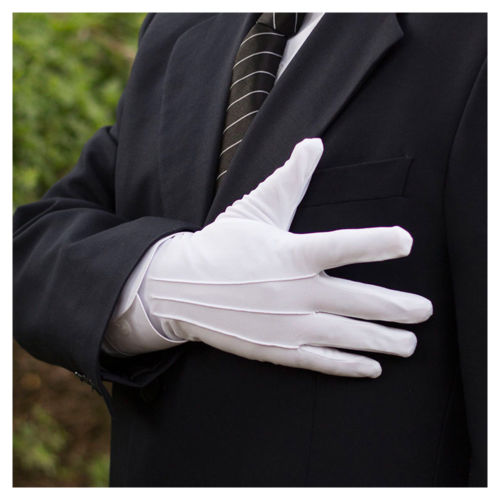 Local stock 1 Pair Men&/39;s White Tuxedo Gloves Formal Uniform Guard Band Butler Gloves