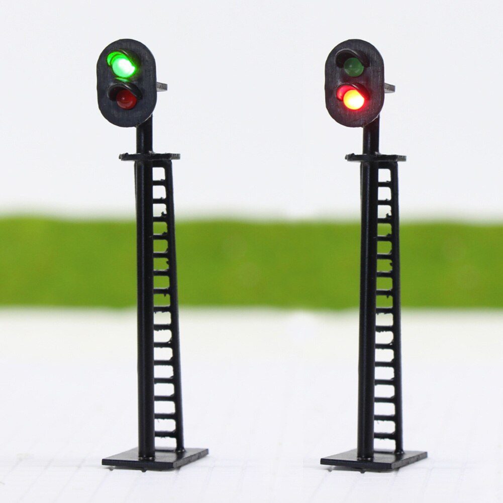 JTD03 5 pezzi modello ferroviario scala HO 1:87 segnale a 2 luci segnale verde/rosso semaforo 6cm 12V led