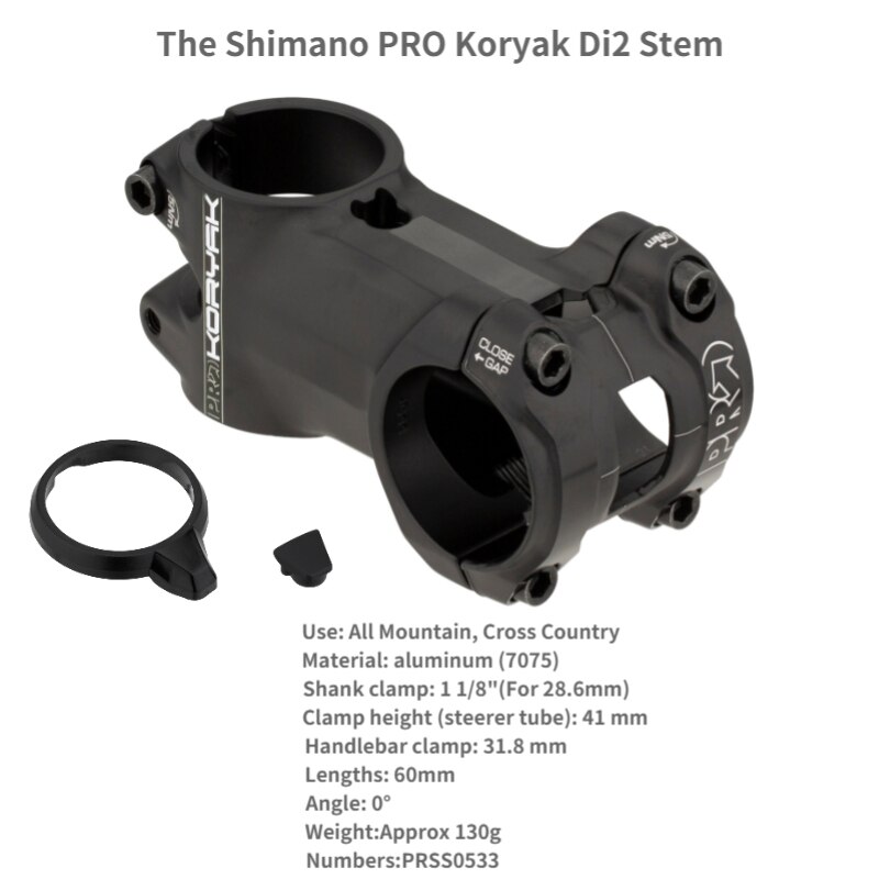 Shimano – tige PRO Koryak Di2, 0 degré + 6 °/-6 ° degrés, 1-1/8 &#39;&#39;31.8mm 35/50/60/70/80/90/100: 60mm