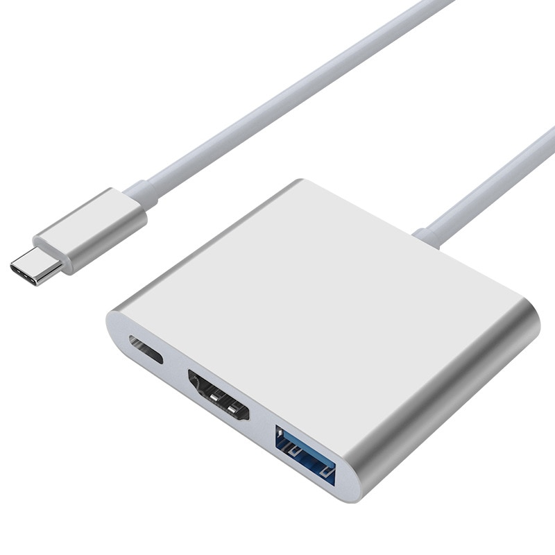 USB-C naar HDMI Adapter (Ondersteunt 4 K/60Hz) type-C 3 IN 1 Converter voor Macbook, Mac Pro, iMac & Meer USB 3.0 Type-C Apparaten