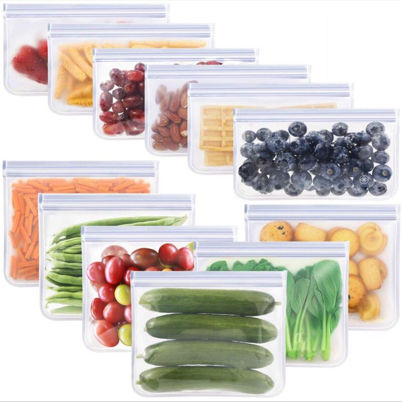 3 Pcs Reusable Silicone Food Bags Resealable Leak Proof Storage Container Reusable Ziplock Bag Bolsas De Plastico Food Storage