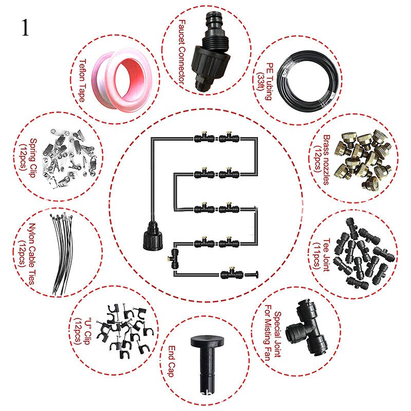Tuinwatersproeikop elektrische pomp verneveling sproeisysteem vernevelaar voor bloemen planten kas tuin irrigatie: 1