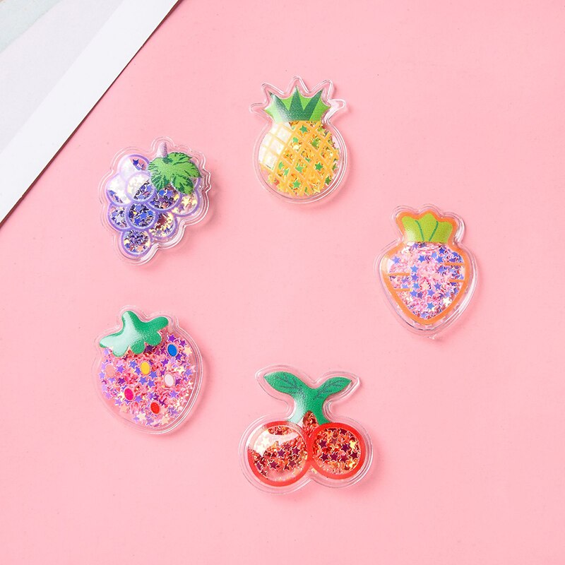 20Pcs Lucency PVC Fruit Quicksand Sequins Scrapbook Patch DIY Craft Supplies Sewing Girls Handmade Hair Tie Hairpin Accessories