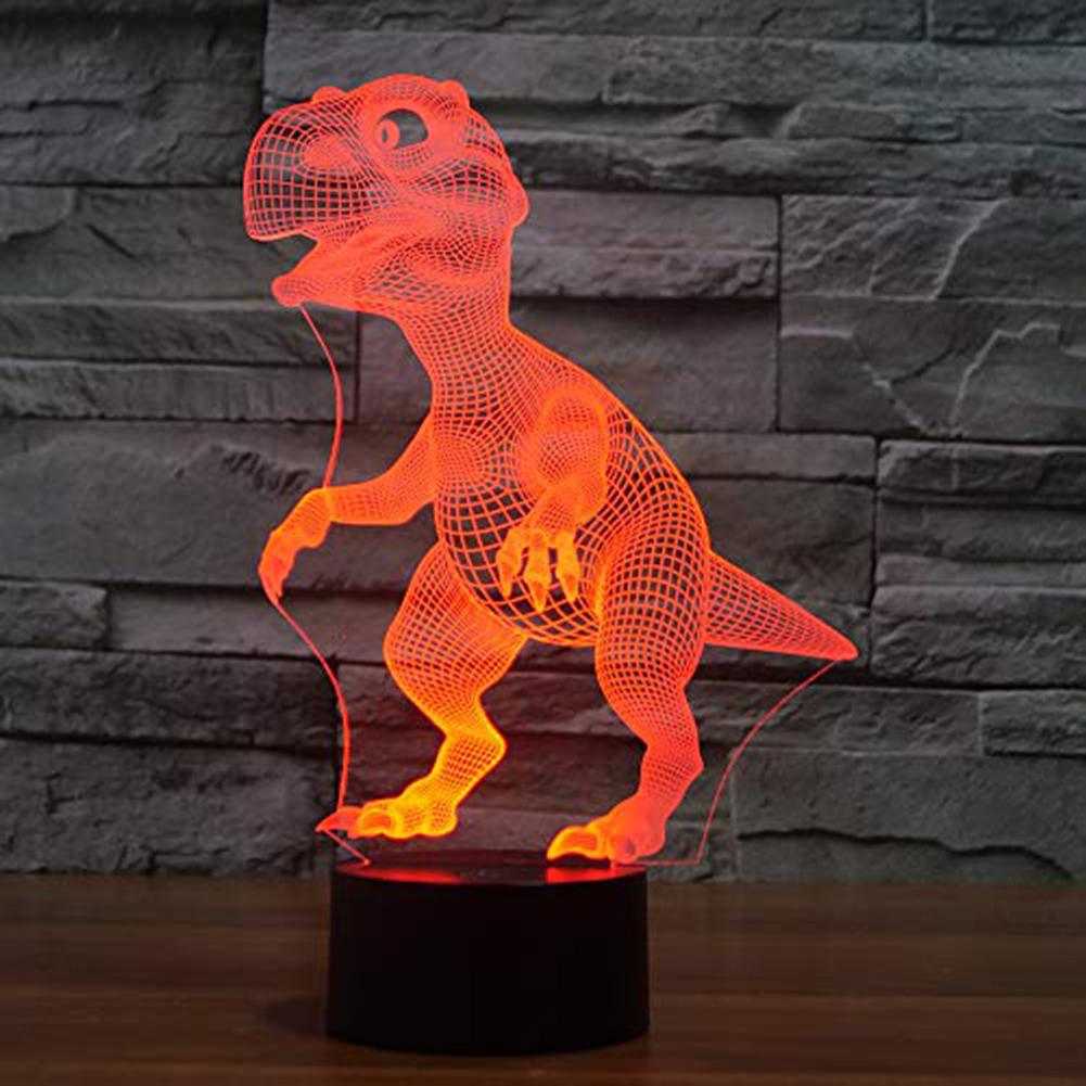 Lampada da notte a forma di dinosauro a LED colorata visiva 3D ornamenti per telecomando in acrilico con Base in ABS eccellente e resistente