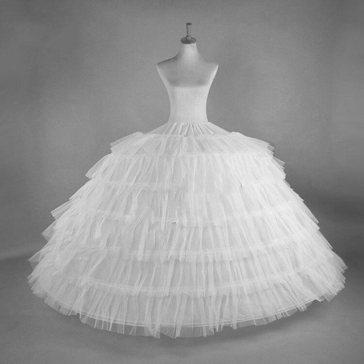 Jupe longue bouffante, en Crinoline, en Tulle, pour robe de bal et robe de mariée, blanc, 6 cerceaux, en Tulle pour robe de mariée, JKC7