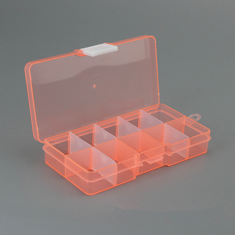 Bait Organizer Box Fishing Lures Case Tackle Storage Fisher Gear Bulk Outdoor 15 Slots Adjustable Plastic Fishing Box Lure H: Orange