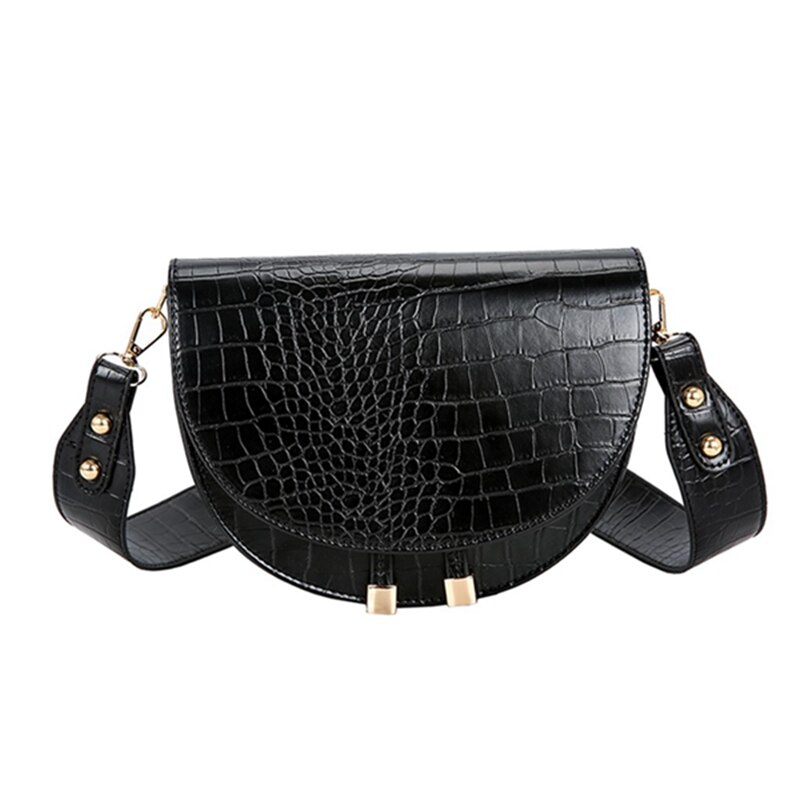 Yogodlns sacoche sac à bandoulière sauvage décontracté en cuir PU unique sac à bandoulière de luxe Crocodile modèle sac à main sac: black