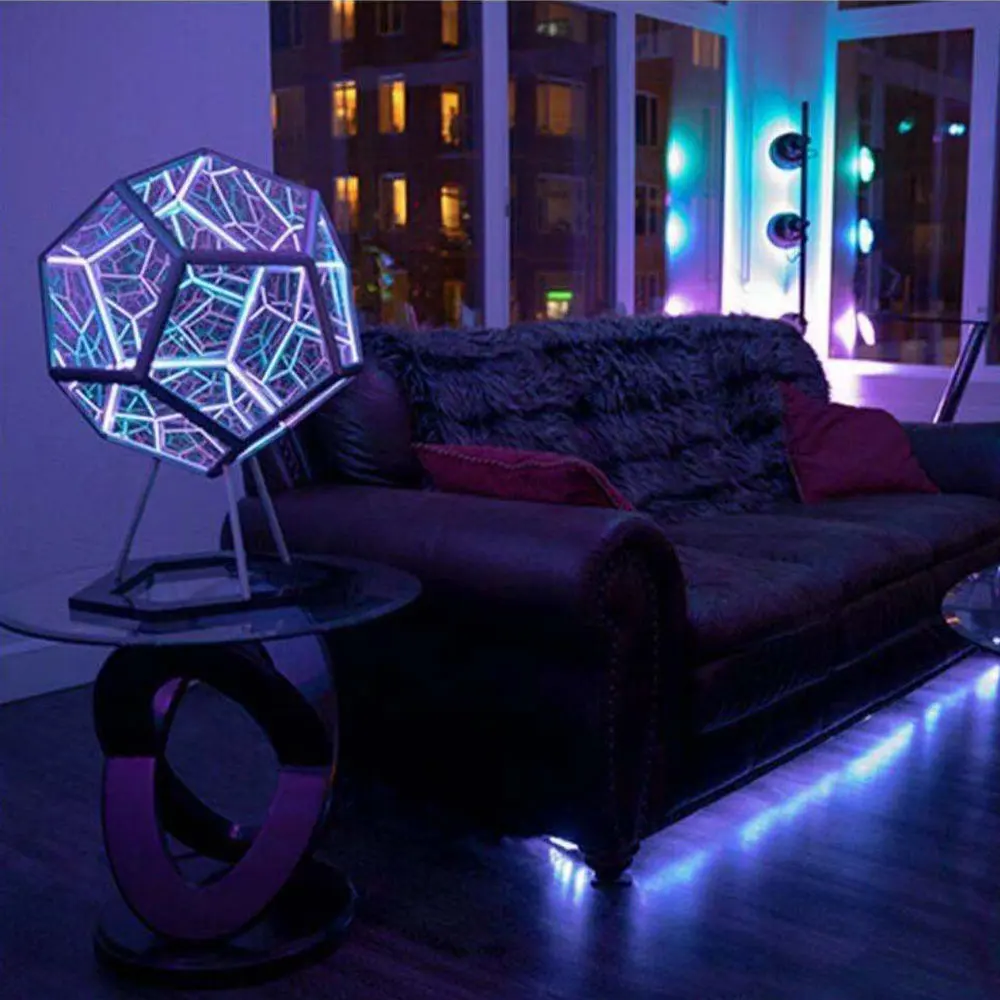 Infinity Dodecahedron – lampe décorative, couleur, décoration d'intérieur, lumière de rêve, avec chargeur USB
