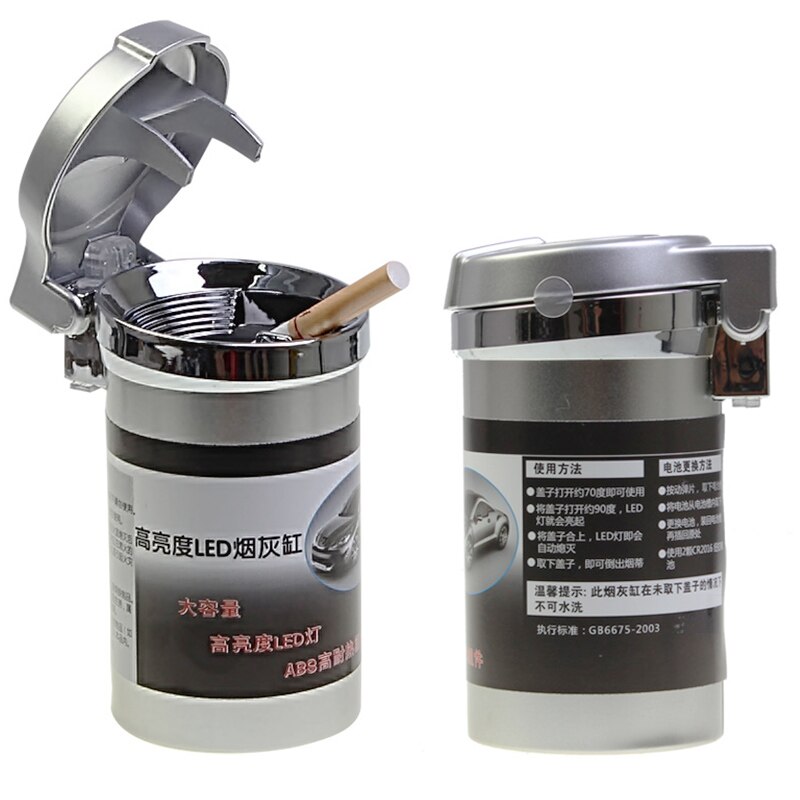 Auto-asbak met led-verlichting, opbergbeker voor auto-asbak met deksel, auto-interieurbenodigdheden