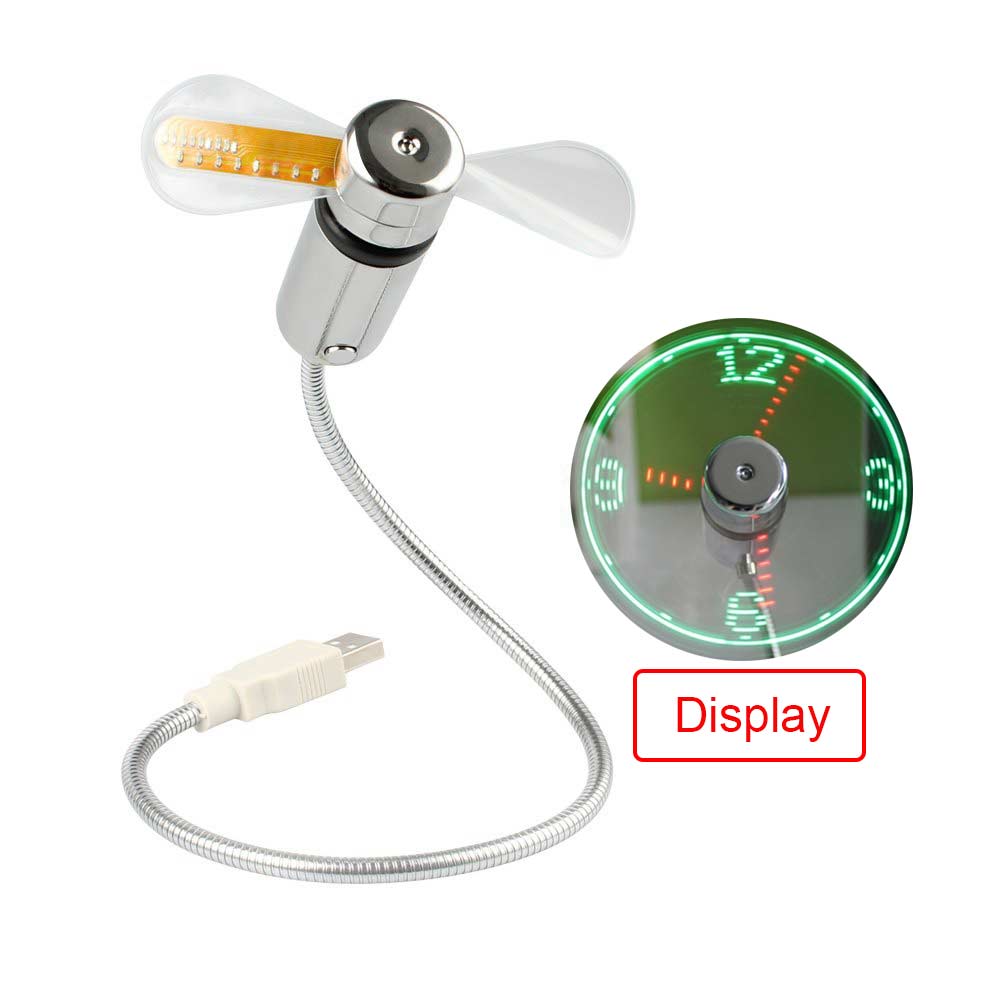 Ingelon mini usb blæser led ur cool farverig eller temperatur display blæser justerbar usb gadget til pc power bank led usb blæser