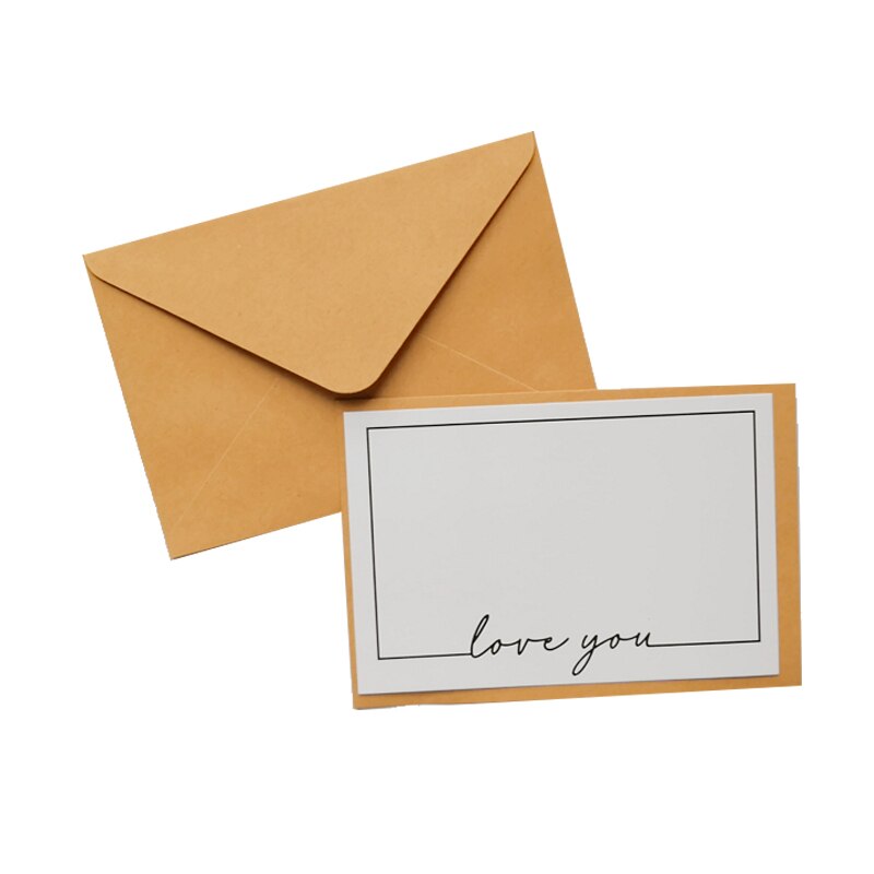5set DIY handwritten Blank greeting Paper Cards Birthday Greeting Card with envelope wedding invitations: love you 1