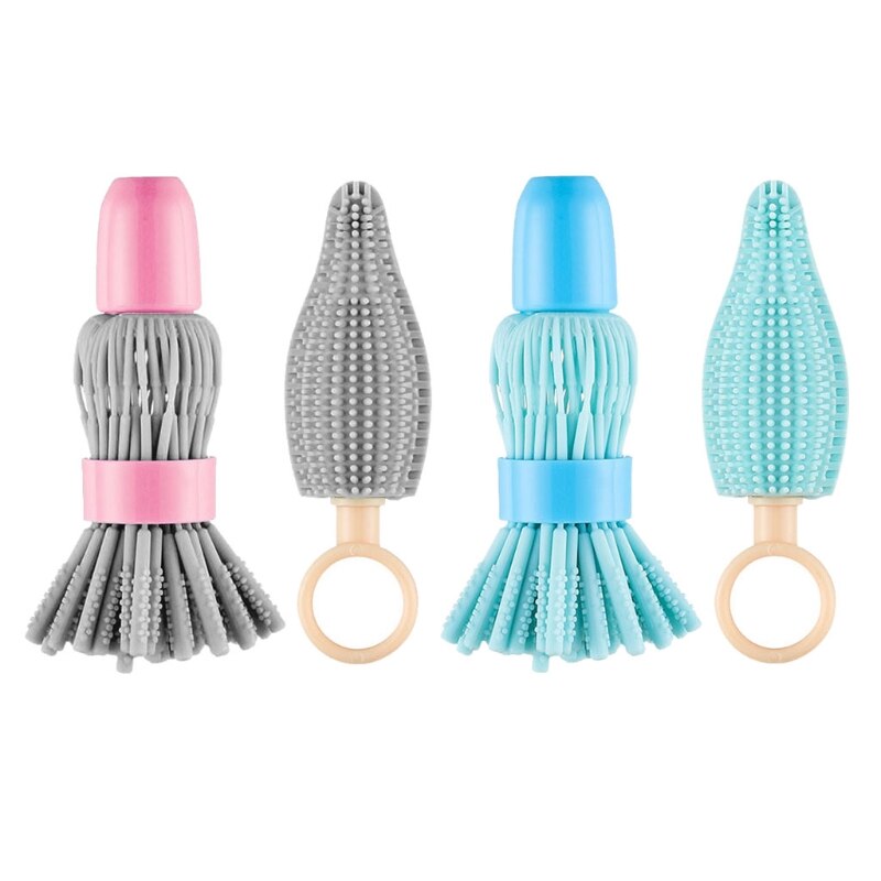 2Pcs Newborn Baby Bottle Cleaner Brushes Set Silicone 360 Degree Rotation Baby Milk Bottle Nipple Cup Clean Cleaning Brush