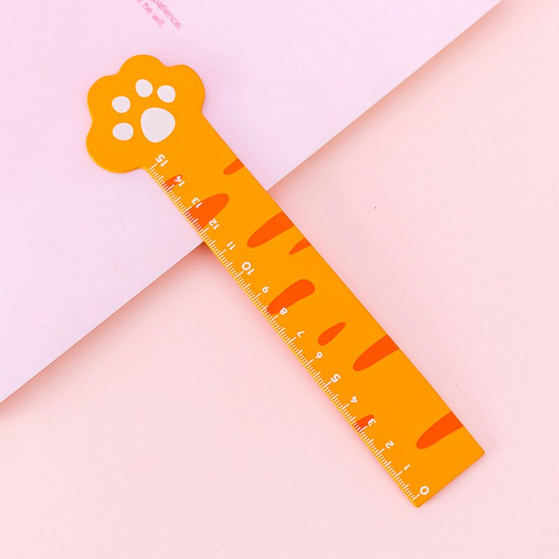 1 st lytwtw's kawaii enkel kattklo ull linjal mäter rak linjal verktyg elev skola kontorsmaterial brevpapper: 2