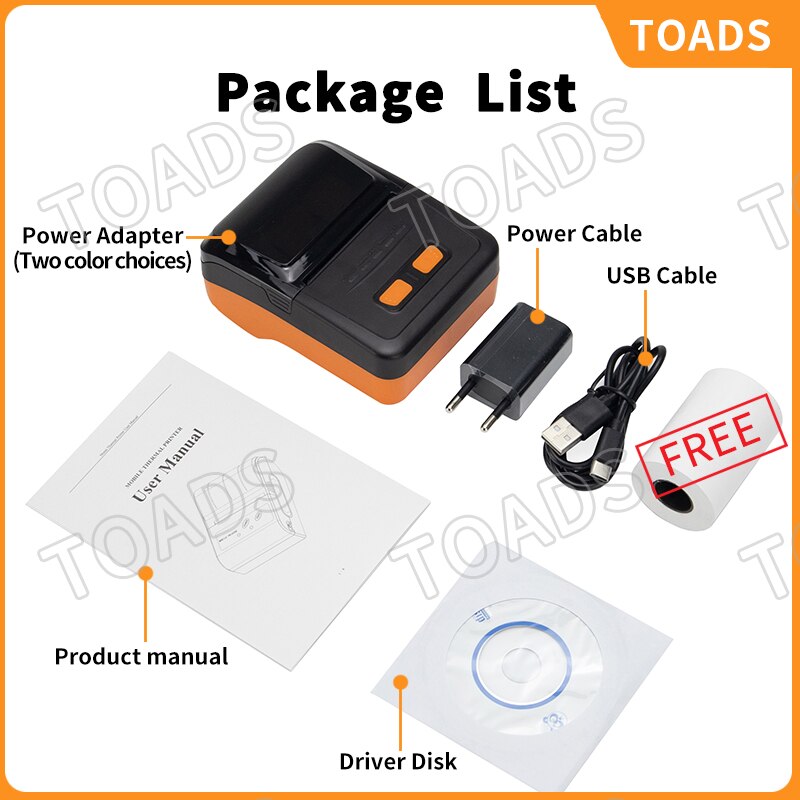 Portable Bluetooth Printer With USB &amp; Bluetooth Interface Wilress Connected With Mobile Phone &amp; Computer Mini Thermal Printer: Orange / UK Plug