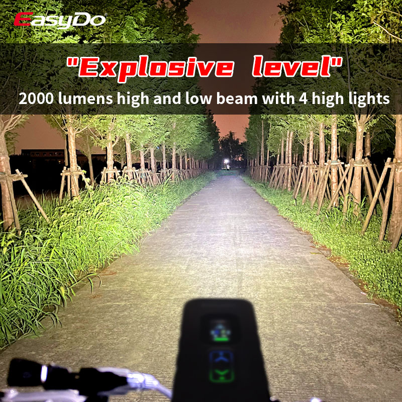 Easydo Fiets Voorlicht 2000 Lumen Fiets Koplamp Usb/C Snel Opladen Fietsen Led Zaklamp Voor Mtb Racefiets Accessoires