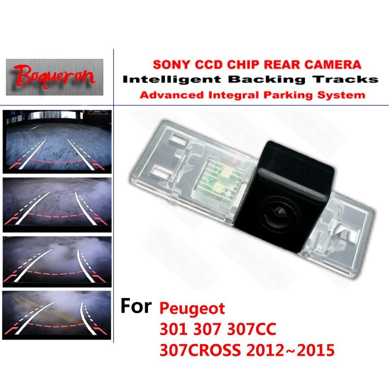 Cámara de marcha atrás para coche Peugeot 301, 307, 307CC, 307, CROSS ~ , CCD, pistas inteligentes, guía dinámica, cámara de visión trasera