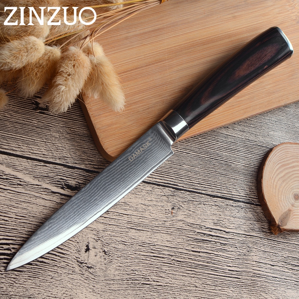 Zinzuo 5 inch universeel mes van damascusstaal, keukenmes met 67 lagen scheermesjes, scherp pakkahout, hadle-messen,  vg10 japanse chef-koks
