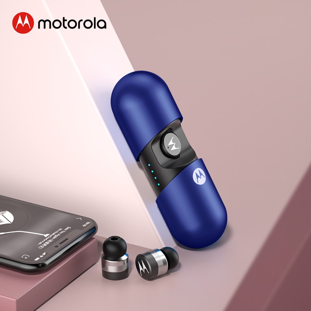 Motorola vervebuds 400 ture trådløse bluetooth øretelefoner mini øretelefoner headset ipx 6 vandtæt til huawei xiaomi vervebuds 400: Blå