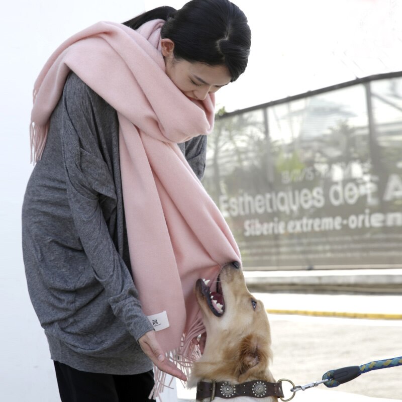 Wolle Winter Schal Frauen Schal Erwachsene Feste Schals Luxus Herbst Schals und wickelt Poncho Schals für Damen unisex wickeln: Fleisch Rosa