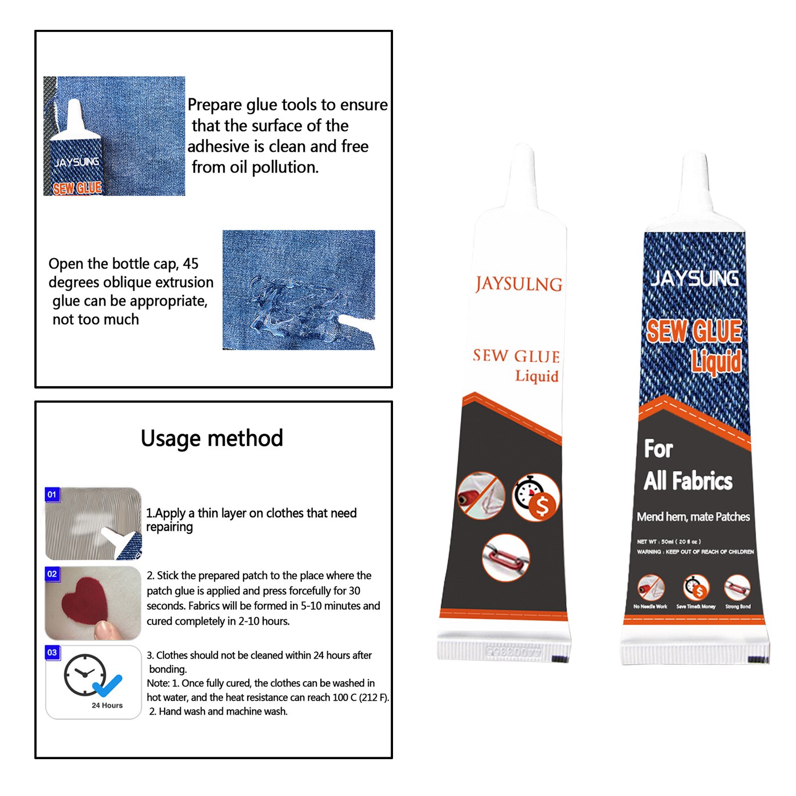 Fabric Glue Waterproof Liquid Patchwork Sew Glue Bonding Knitting Sewing Solution for Cotton Linen Denim Repair Stitching