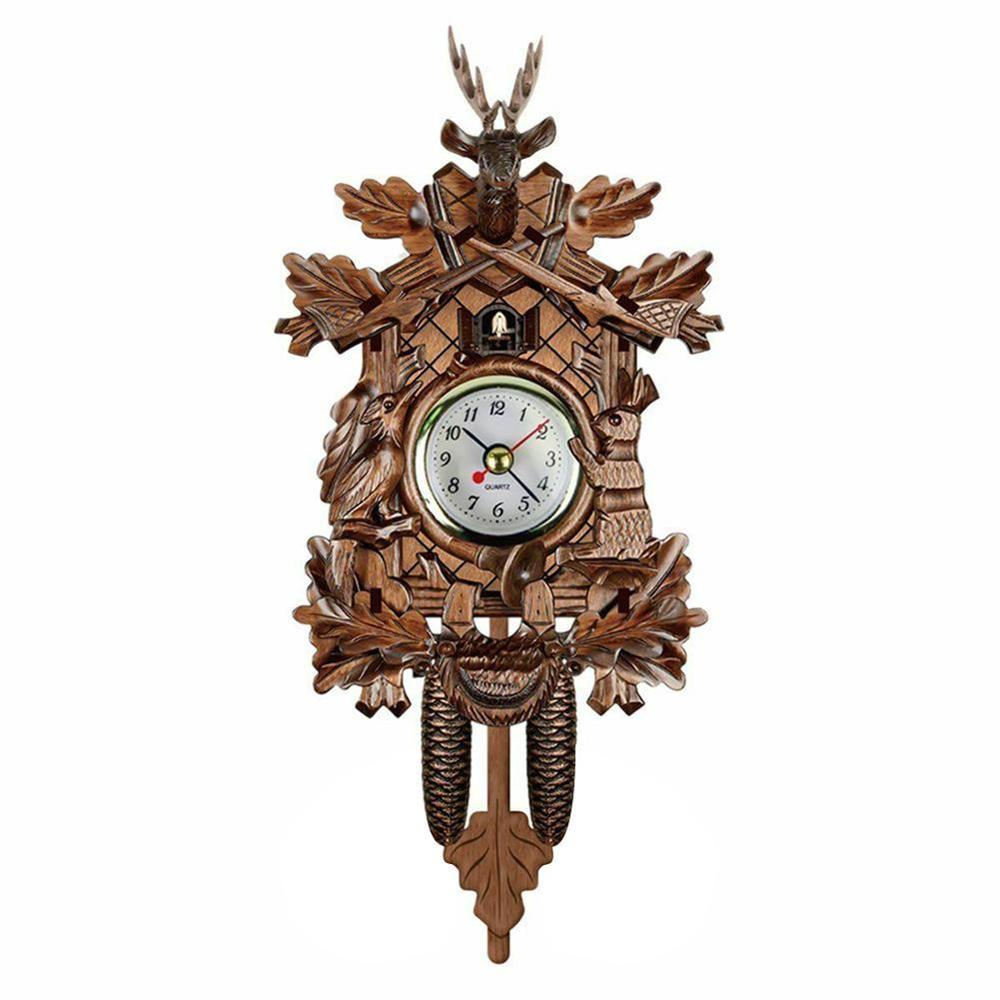 Klassieke Duitse t Koekoek Klok Nordic Retro Stijl Houten Koekoek Wandklok Voor Woonkamer Decoratie Vintage Houten Indoor Wandklok Met Swing Pendel (Maat: Rc-02