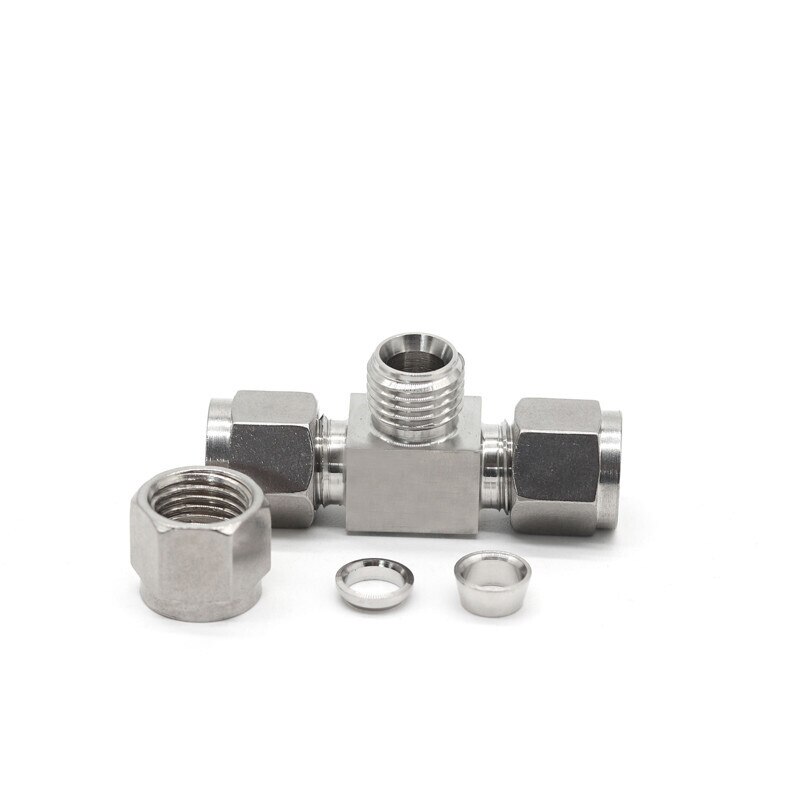 3-25mm 1/4"-1" Tee 3 Ways Splicer Double Ferrule Compression Tube Union Connector Stainless 304 Steel Air Oil Water
