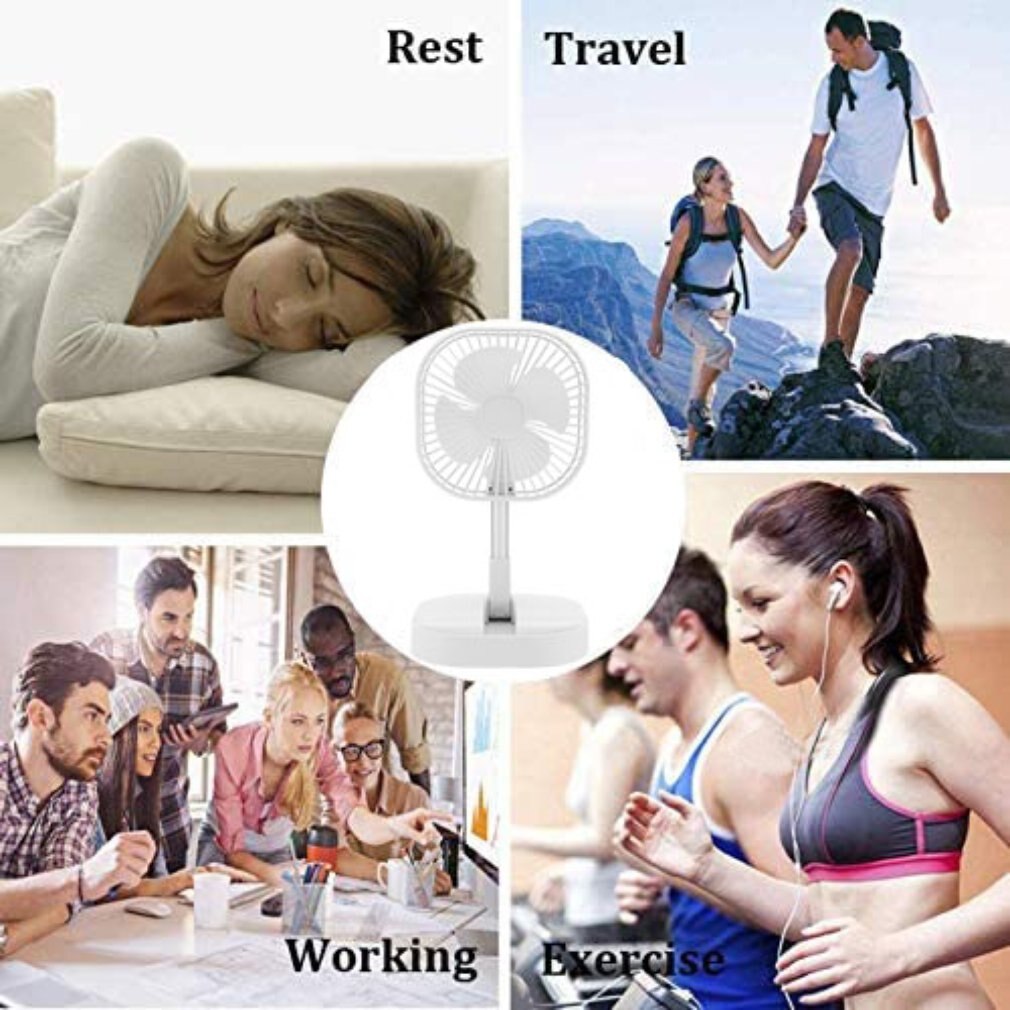 Mini Portable Fans Telescopic Foldable Usb Rechargeable Fan Air Cooler Low Noise 4 Gears Timing Foldable Fan