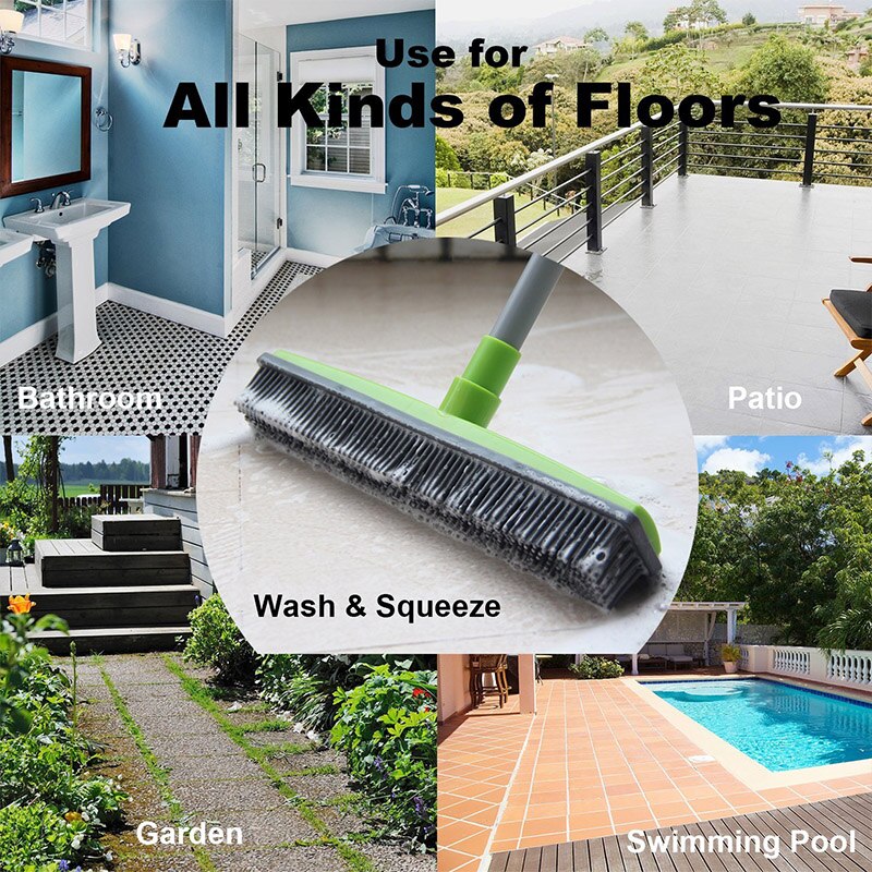 Adjustable Rubber Broom Hair Dust Scraper Pet Brush Carpet Cleaner Sweeper Wash Mop Floor Telescopic Wipe Window Cleaner