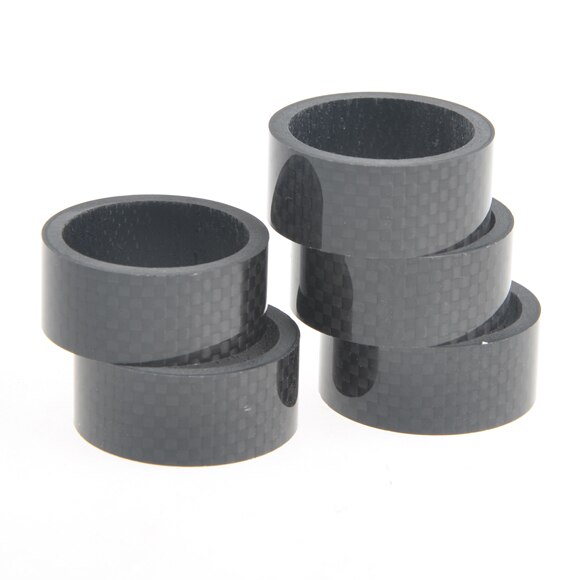 Wanyifa 5 sztuk/partia 5/10/15/20mm pełne włókno węglowe i rower tytanowy podkładki rower Spacer 1-1/8 "dla Road rower mtb uwalnia statek: 15mm glossy