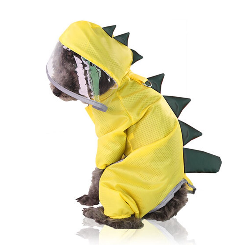 Haustier Hunde Katze Regenmantel Dinosaurier Jacke Regenbekleidung Wasserdicht 4-Beine Mit Kapuze Mantel Mit Kapuze Tasten Wasserdichte Polyester Regenmantel