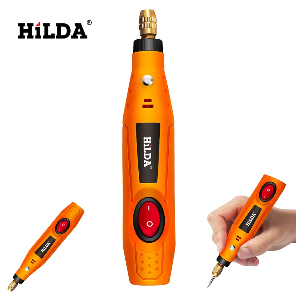 HILDA Mini Drill Rotary tool 12V Mini Electric Angle Grinder Engraving Pen Electric Carving Pen Machine Graver Tools
