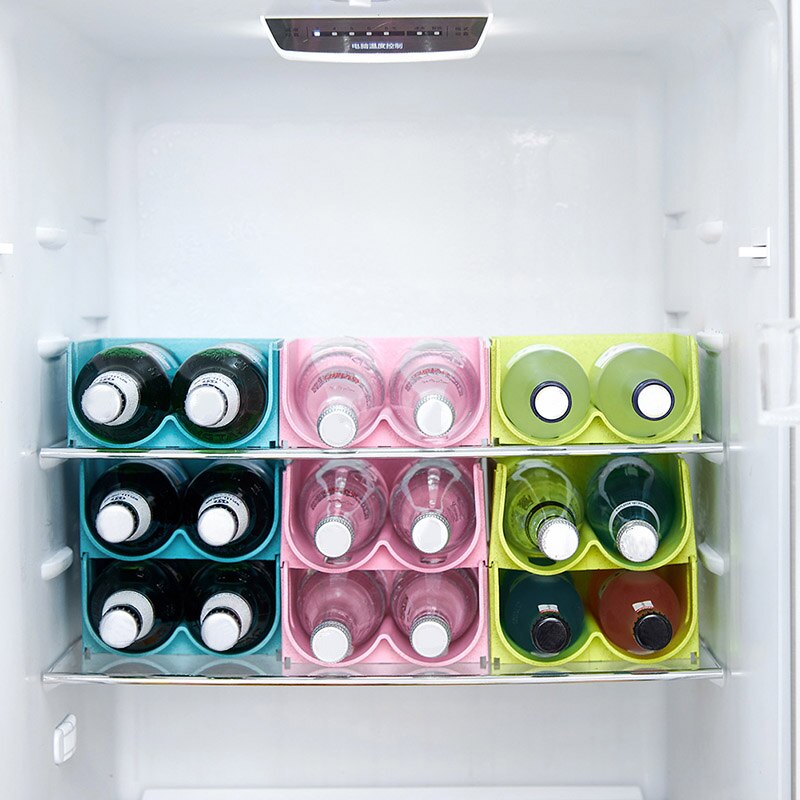 Frittstående plastflaske vinhylle lagringsarrangør stabelbar rack til benkeplater på kjøkkenet pantry kjøleskap  ac889